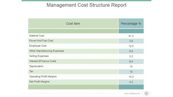 Management Cost Structure Report Ppt PowerPoint Presentation Graphics