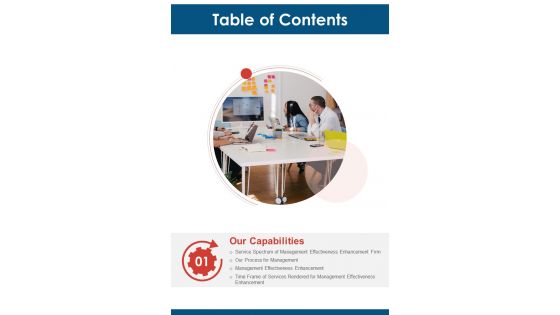 Management Efficiency Improvement Proposal For Table Of Contents One Pager Sample Example Document Management Efficiency Improvement Proposal For Table Of Contents One Pager Sample Example Document
