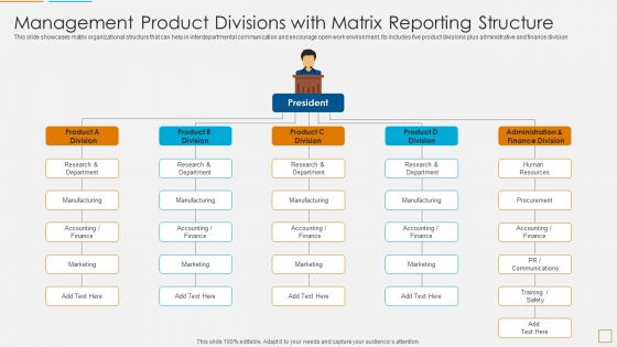 Management Product Divisions With Matrix Reporting Structure Elements PDF