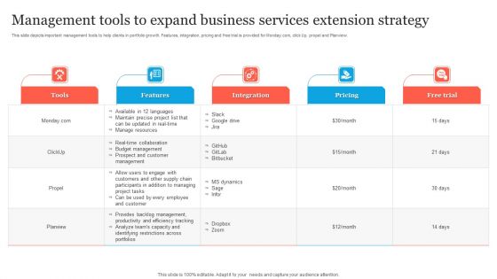 Management Tools To Expand Business Services Extension Strategy Information PDF