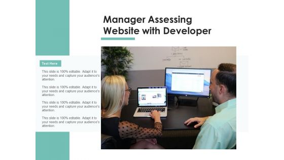 Manager Assessing Website With Developer Ppt PowerPoint Presentation Gallery Topics PDF