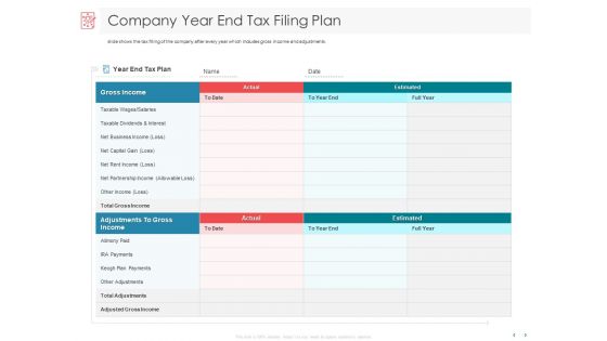 Managing CFO Services Company Year End Tax Filing Plan Ppt Gallery Files PDF