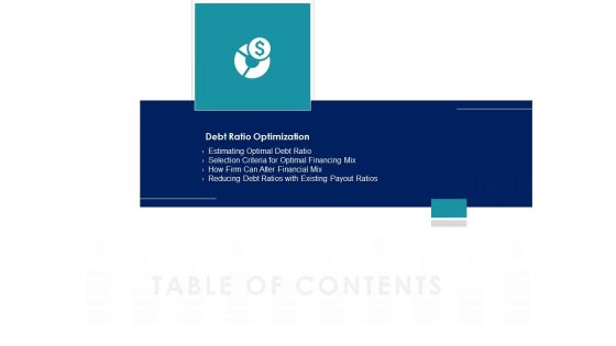 Managing Organization Finance Table Of Contents Optimization Ppt Model Styles PDF