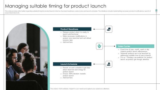 Managing Suitable Timing For Product Launch Product Release Commencement Designs PDF