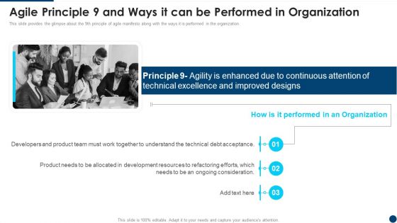 Manifesto Agile Application Agile Principle 9 And Ways It Can Be Performed Graphics PDF