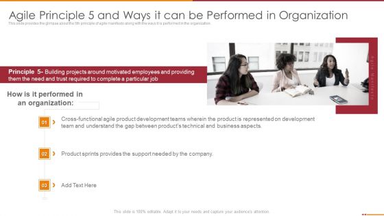 Manifesto For Agile Software Development Agile Principle 5 And Ways It Can Be Performed In Organization Information PDF