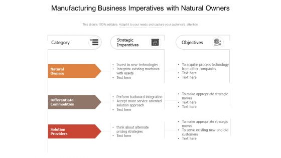 Manufacturing Business Imperatives With Natural Owners Ppt PowerPoint Presentation File Guidelines PDF