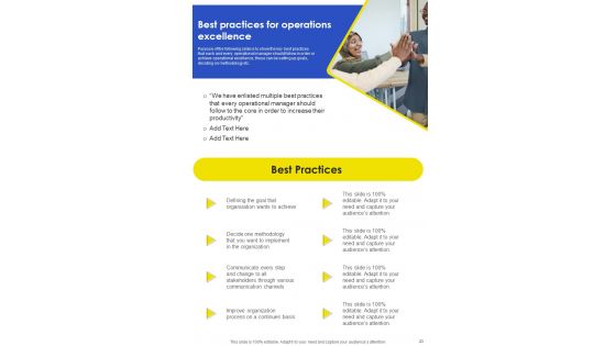 Manufacturing Procedure Improvement Template