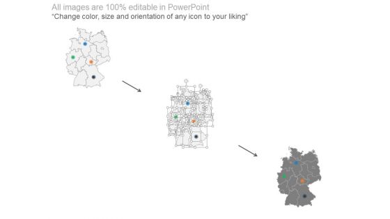 Map Diagram With Four Locations Powerpoint Slides