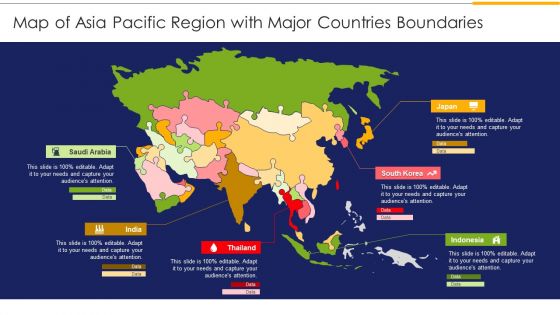 Map Of Asia Pacific Region With Major Countries Boundaries Ppt Slides Design Inspiration PDF