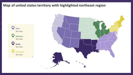 Map Of United States Territory With Highlighted Northeast Region Information PDF