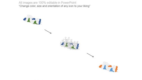 Map With Highlighted Areas And Percentage Values Powerpoint Slides
