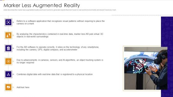 Marker Less Augmented Reality Ppt PowerPoint Presentation Gallery Template PDF