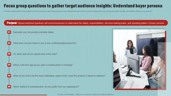 Market Analysis Overview And Different Categories Focus Group Questions Gather Target Audience Insights Understand Pictures PDF