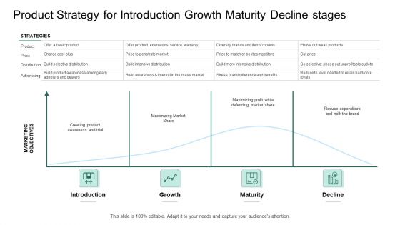 Market Potential Analysis Product Strategy For Introduction Growth Maturity Decline Stages Ppt Portfolio Background Image PDF