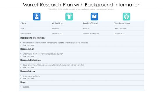 Market Research Plan With Background Information Ppt PowerPoint Presentation Summary Rules PDF