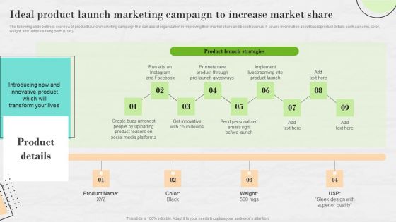 Market Research To Determine Business Opportunities Ideal Product Launch Marketing Campaign To Increase Market Share Microsoft PDF