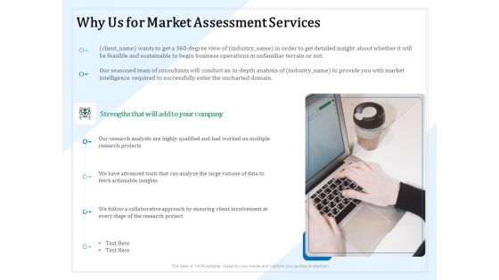 Market Research Why Us For Market Assessment Services Ppt PowerPoint Presentation Slides Introduction PDF