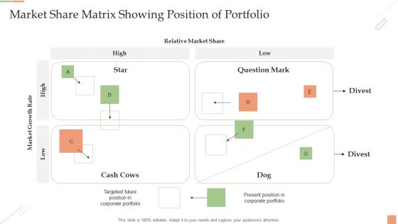 Market Share Matrix Showing Position Of Portfolio Ppt PowerPoint Presentation Ideas Files PDF