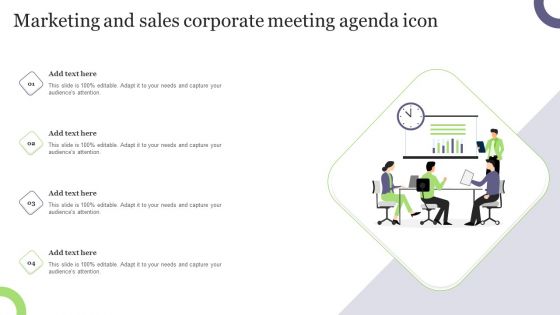 Marketing And Sales Corporate Meeting Agenda Icon Ideas PDF