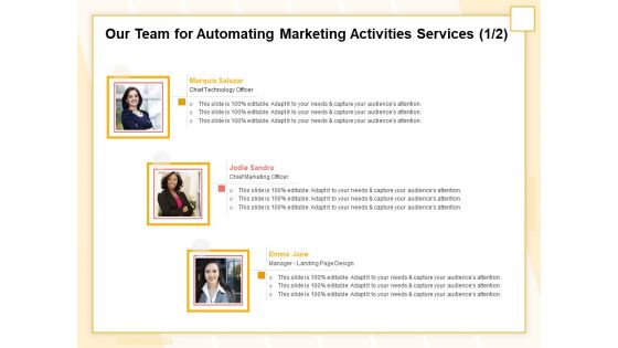 Marketing Automation Our Team For Automating Marketing Activities Services Microsoft PDF
