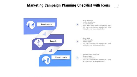 Marketing Campaign Planning Checklist With Icons Ppt PowerPoint Presentation Infographics Slide Portrait PDF