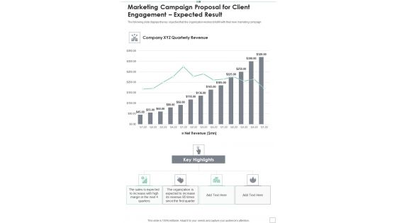 Marketing Campaign Proposal For Client Engagement Expected Result One Pager Sample Example Document