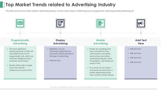 Marketing Company Investor Pitch Deck Top Market Trends Related To Advertising Industry Demonstration PDF