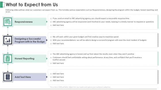 Marketing Company Investor Pitch Deck What To Expect From Us Ideas PDF