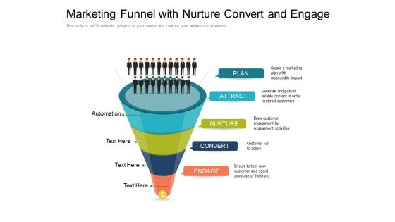 Marketing Funnel With Nurture Convert And Engage Ppt PowerPoint Presentation Diagram Templates PDF