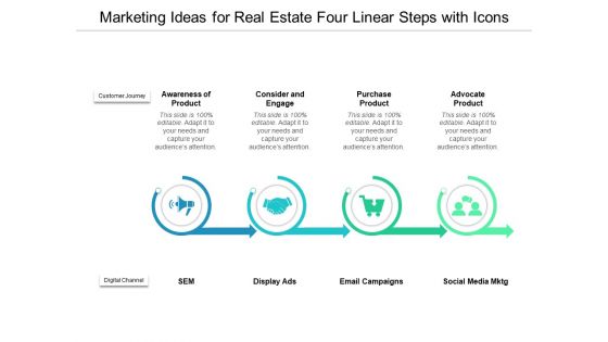Marketing Ideas For Real Estate Four Linear Steps With Icons Ppt PowerPoint Presentation Layouts Gridlines