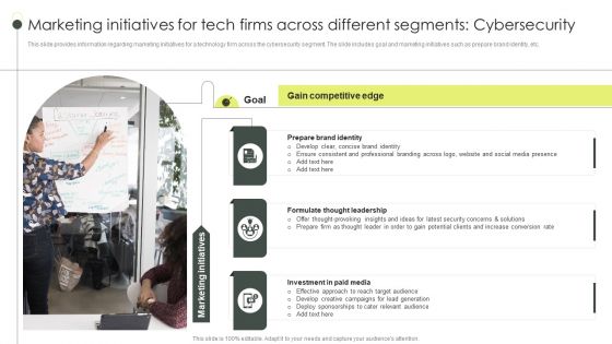 Marketing Initiatives For Tech Firms Across Different Segments Cybersecurity Brochure PDF