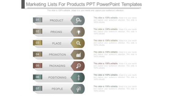 Marketing Lists For Products Ppt Powerpoint Templates