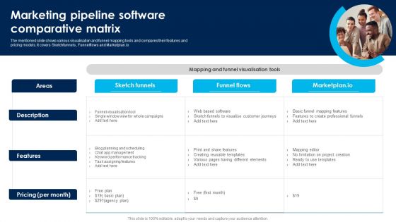 Marketing Pipeline Software Comparative Matrix Icons PDF