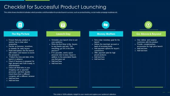 Marketing Strategy New Product Introduction Checklist For Successful Product Launching Background PDF