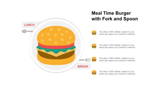 Meal Time Burger With Fork And Spoon Ppt PowerPoint Presentation Slides Visual Aids