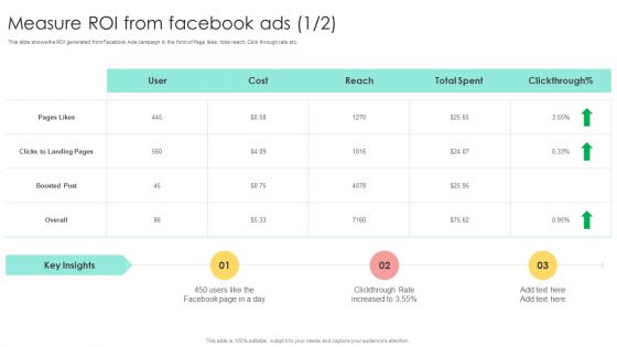 Media Advertising Measure ROI From Facebook Ads Template PDF