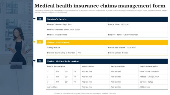 Medical Health Insurance Claims Management Form Inspiration PDF