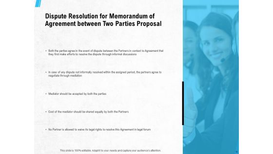 Memorandum Of Agreement Between Two Parties Proposal Ppt PowerPoint Presentation Complete Deck With Slides