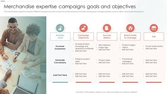 Merchandise Expertise Campaigns Goals And Objectives Ppt Icon Infographics PDF