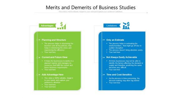 Merits And Demerits Of Business Studies Ppt PowerPoint Presentation Gallery Objects PDF