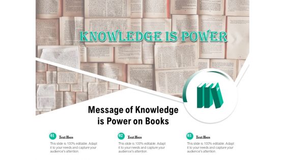 Message Of Knowledge Is Power On Books Ppt PowerPoint Presentation Gallery Themes PDF