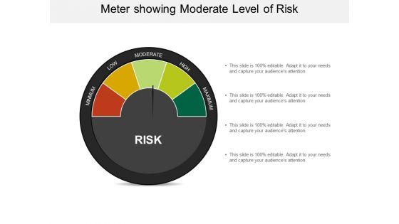 Meter Showing Moderate Level Of Risk Ppt PowerPoint Presentation Model Summary