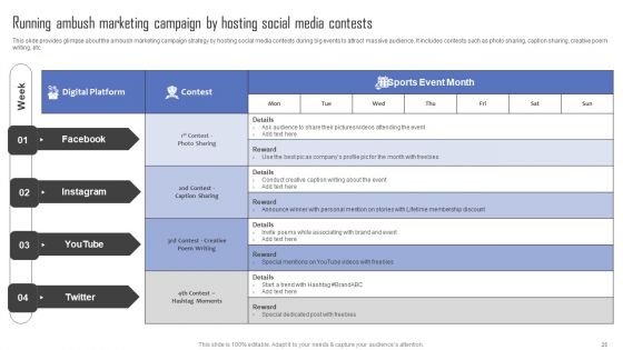 Methods For Implementing Ambush Advertising Campaigns Ppt PowerPoint Presentation Complete Deck With Slides