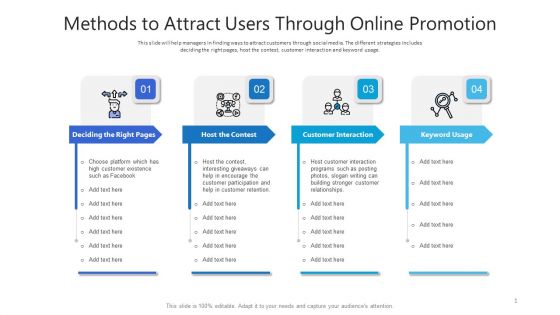 Methods To Attract Users Through Online Promotion Ppt PowerPoint Presentation Infographic Template Picture PDF