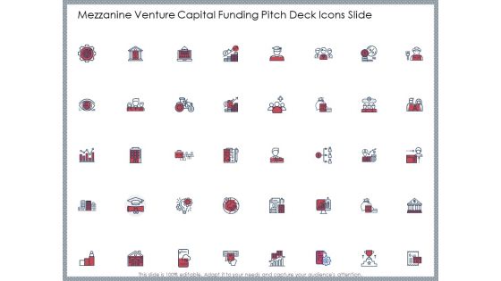 Mezzanine Venture Capital Funding Pitch Deck Icons Slide Ideas PDF