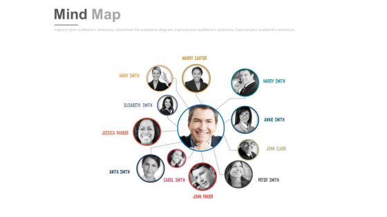 Mind Map Diagram For Team Network Powerpoint Slides