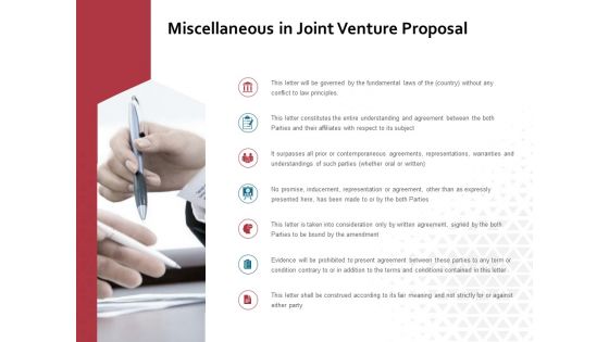 Miscellaneous In Joint Venture Proposal Ppt PowerPoint Presentation Layouts Layout
