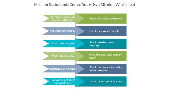 Mission Statement Create Your Own Mission Worksheet Ppt PowerPoint Presentation Introduction