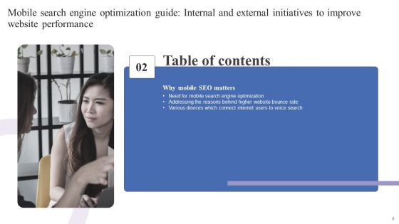 Mobile Search Engine Optimization Guide Internal And External Initiatives To Improve Website Performance Ppt PowerPoint Presentation Complete Deck